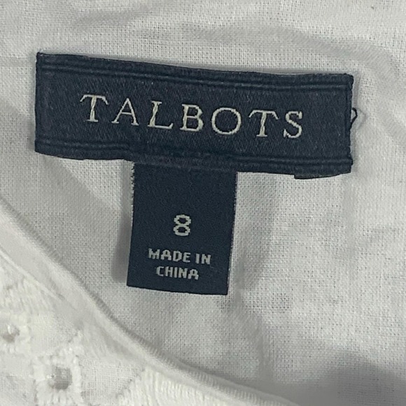 Talbots Blouse Womens 8 White Cotton Sleeveless Eyelet Embroidered Lined Top - Picture 2 of 12